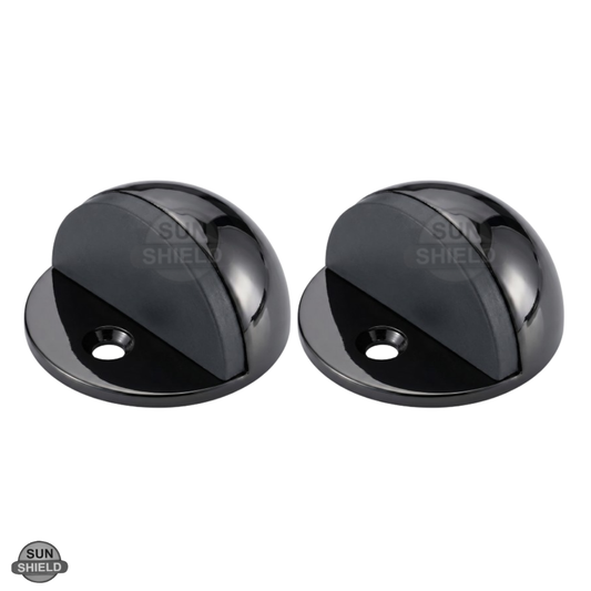 Aluminium Half Moon Door Stopper – Floor Mounted, Polished Black Finish