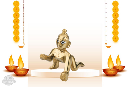 Laddu Gopal Brass Idol Antique Gold Finish (2.75 inch)