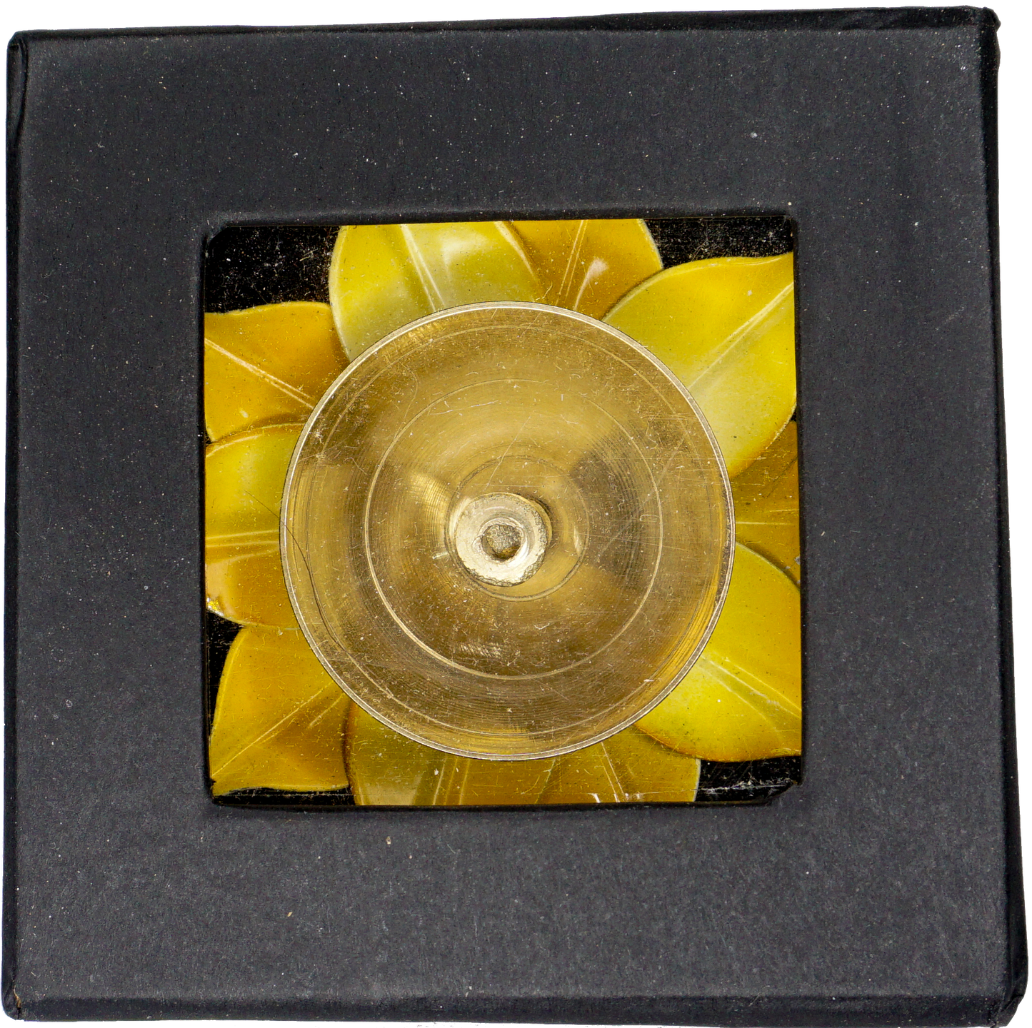 Yellow Brass Lotus Diya (3 Inch) - Traditional Pooja Lamp