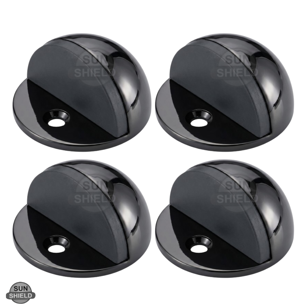 Aluminium Half Moon Door Stopper – Floor Mounted, Polished Black Finish