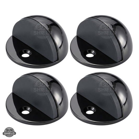Aluminium Half Moon Door Stopper – Floor Mounted, Polished Black Finish