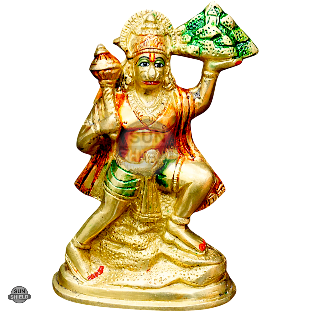 6 Inch Brass Hanuman Statue - Multicolor (1 Kg)