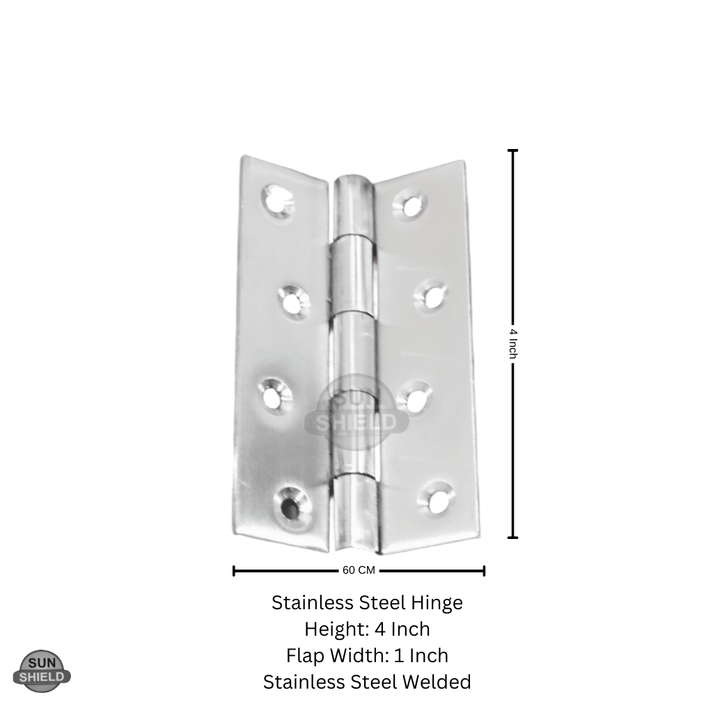 4 Inch Steel Butt Hinges, Stainless Steel Welded 12 gauge