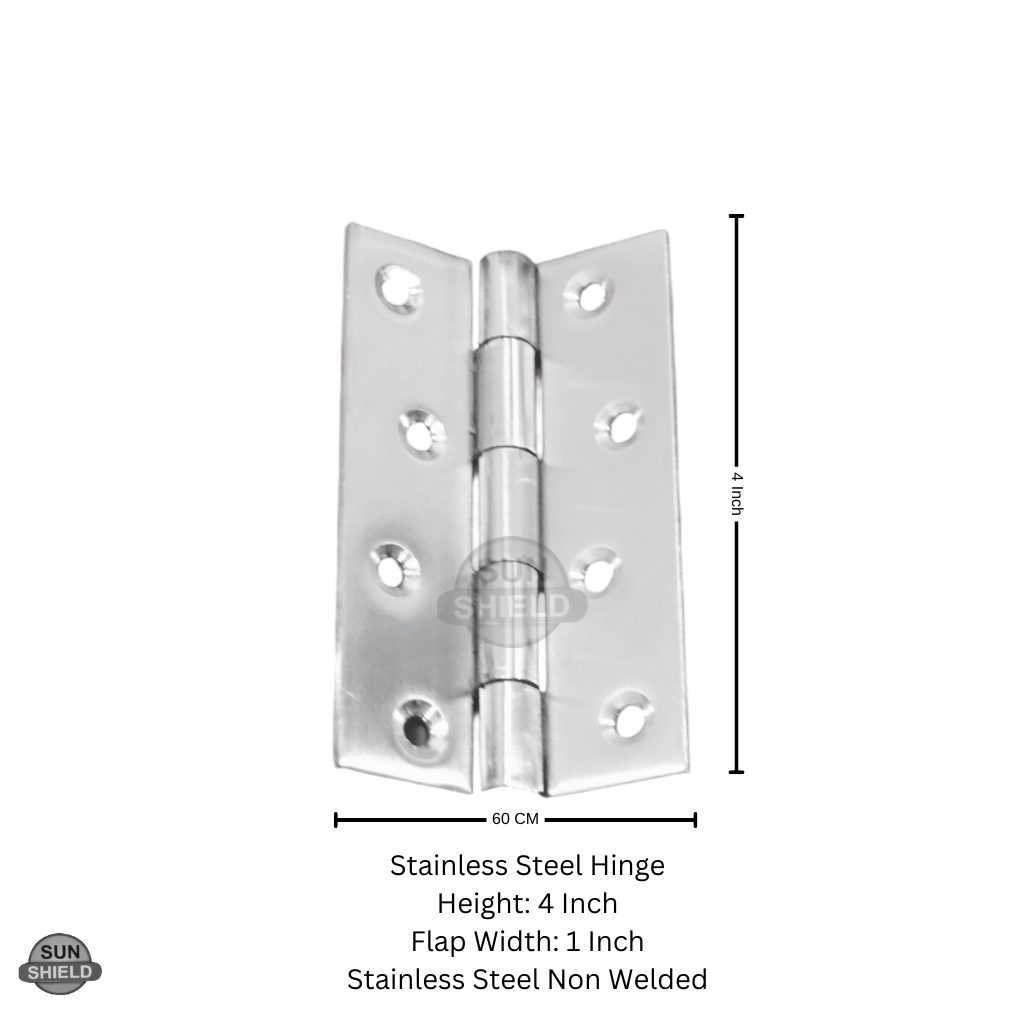 4 Inch Steel Butt Hinges, Stainless Steel 12 gauge