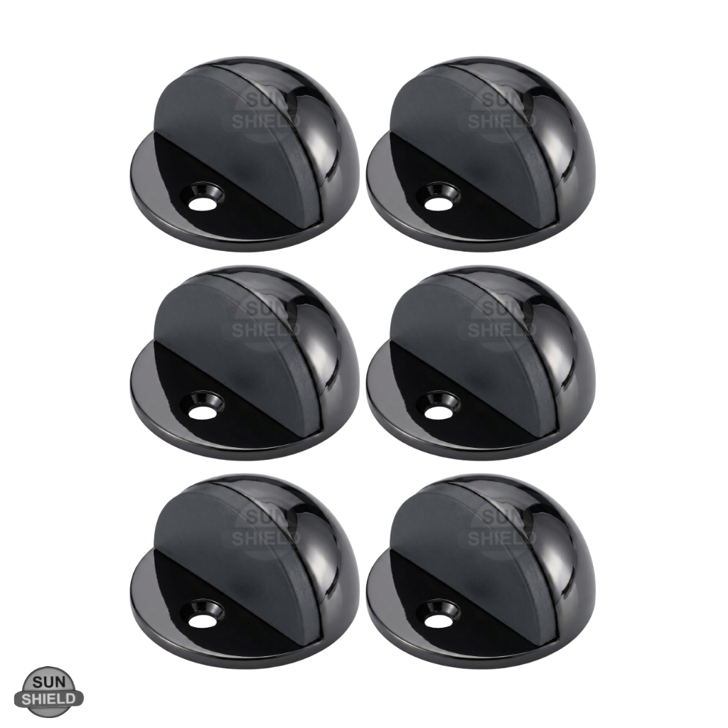 Aluminium Half Moon Door Stopper – Floor Mounted, Polished Black Finish