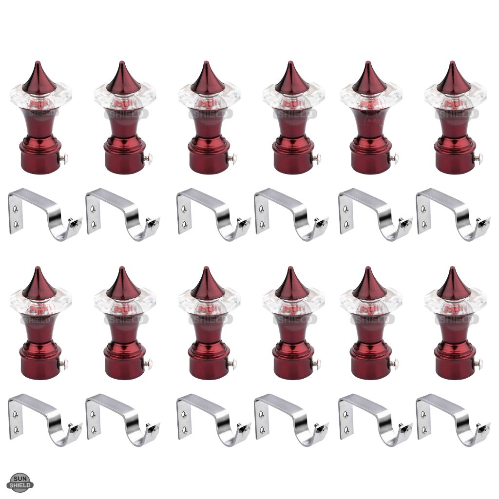 Kulfi Crystal Curtain Bracket for 1-Inch Rod, Maroon