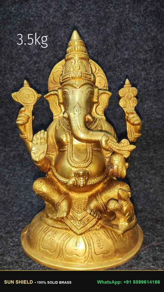 Brass Ganesh BAGN026 - 12 Inch, 3.5 kg