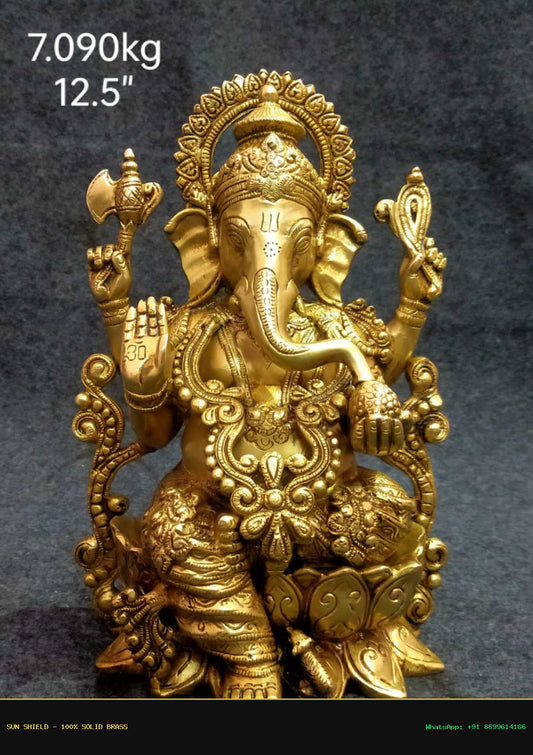 Brass Ganesh BAGN029 - 12.5 Inch, 7.090 kg