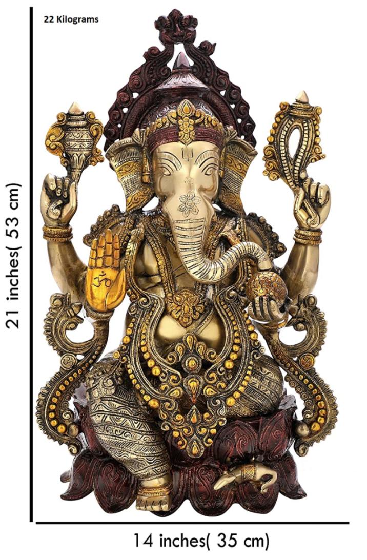 Brass Ganesh, Height: 21 Inch, 22 Kg