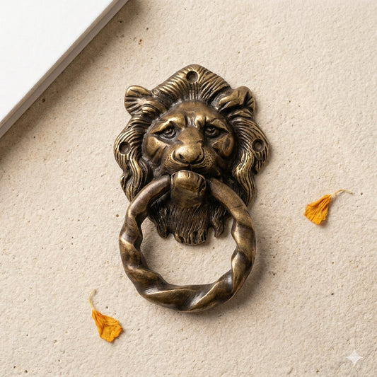 Majestic Lion Head Door Knocker - Antique Brass Finishes