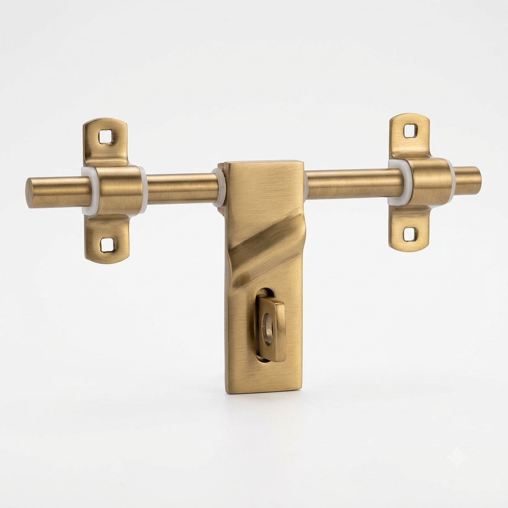 10" PVD Gold Steel Door Aldrop Latch, Cross Line, 5mm