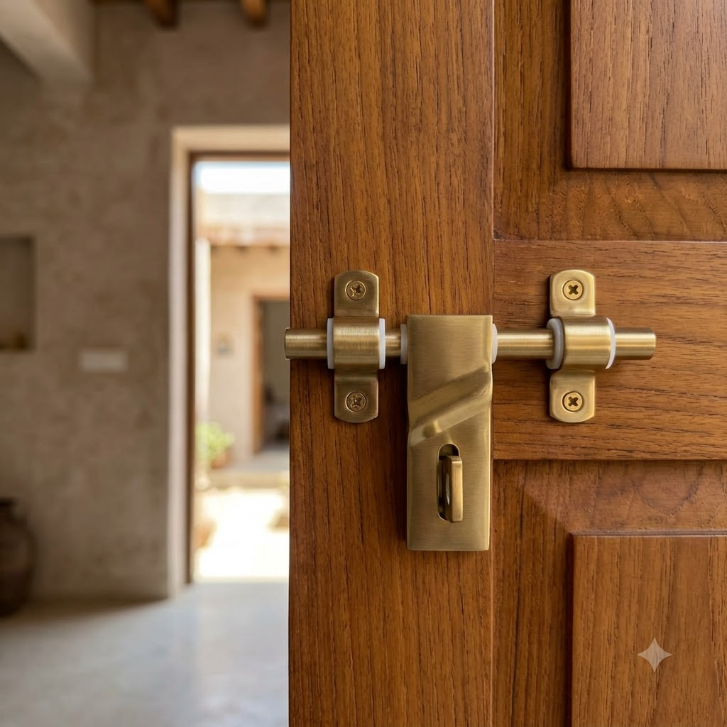 10" PVD Gold Steel Door Aldrop Latch, Cross Line, 5mm